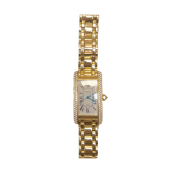 Montre CARTIER "Tank Américaine" en or jaune et diamants