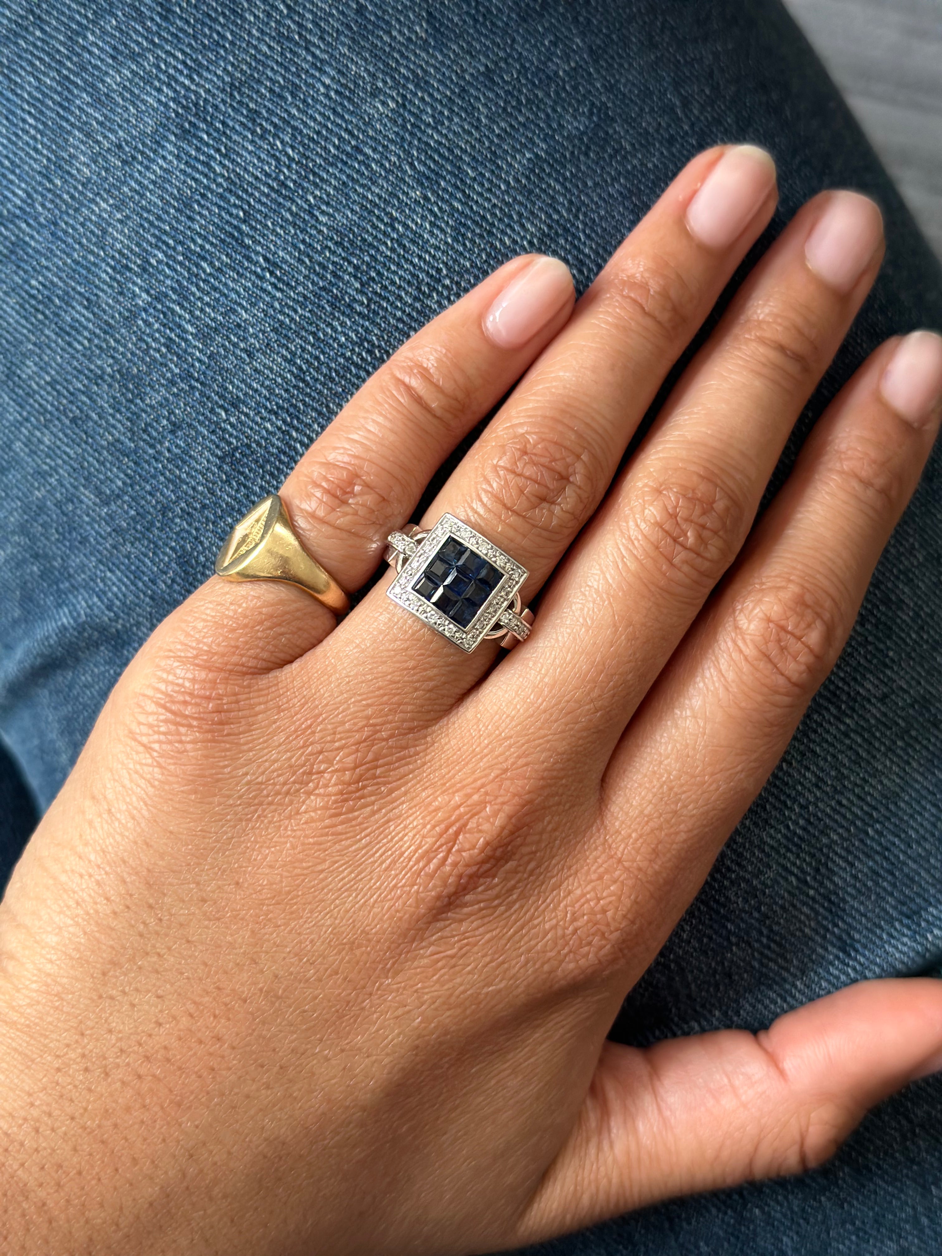 Bague en or blanc saphirs et diamants