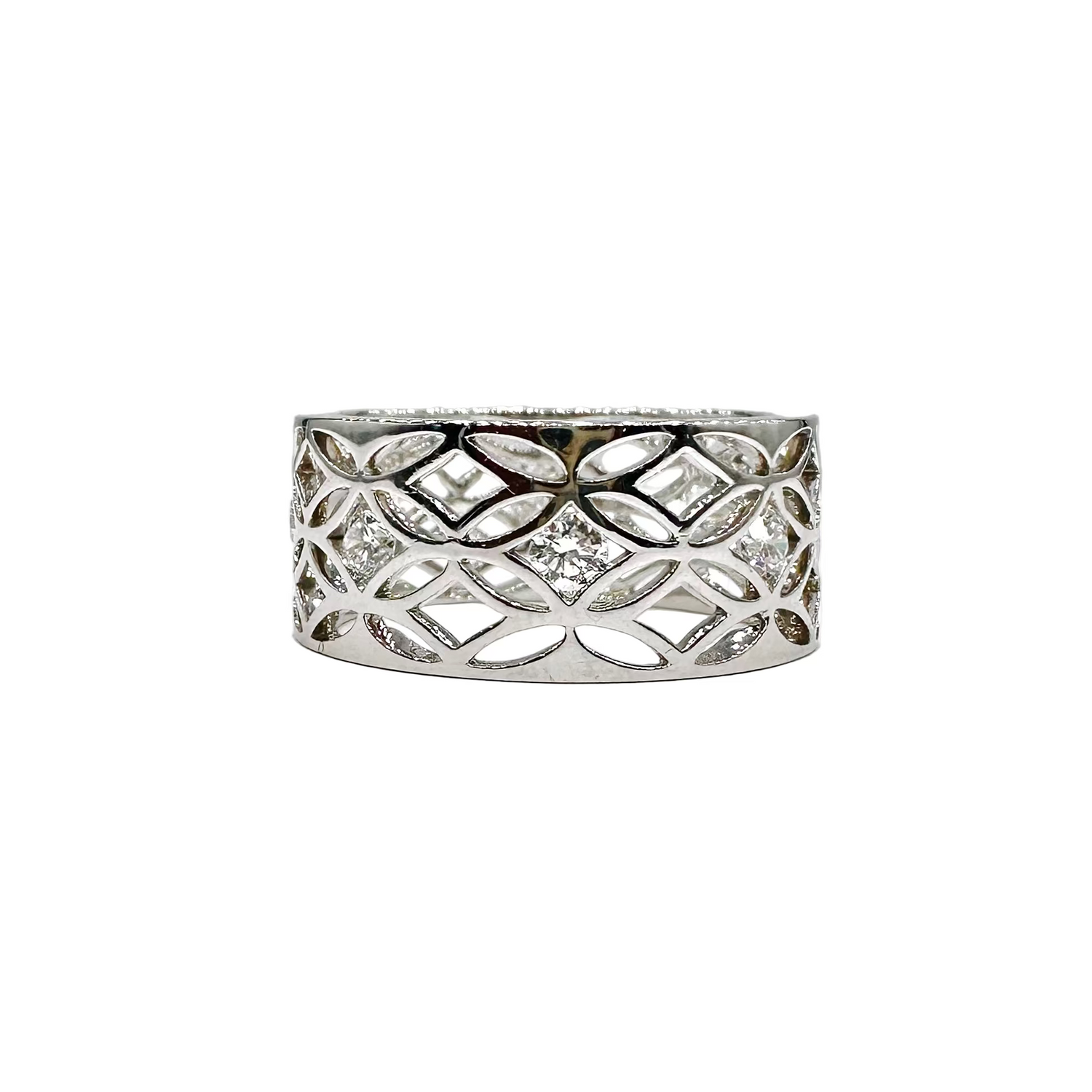 Bague Bandeau DE BEERS "Radiance" en or blanc et diamants