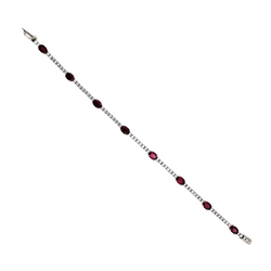 Bracelet Ligne tennis en or blanc diamants et rubis