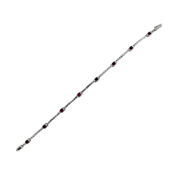 Bracelet Ligne tennis en or blanc diamants et rubis