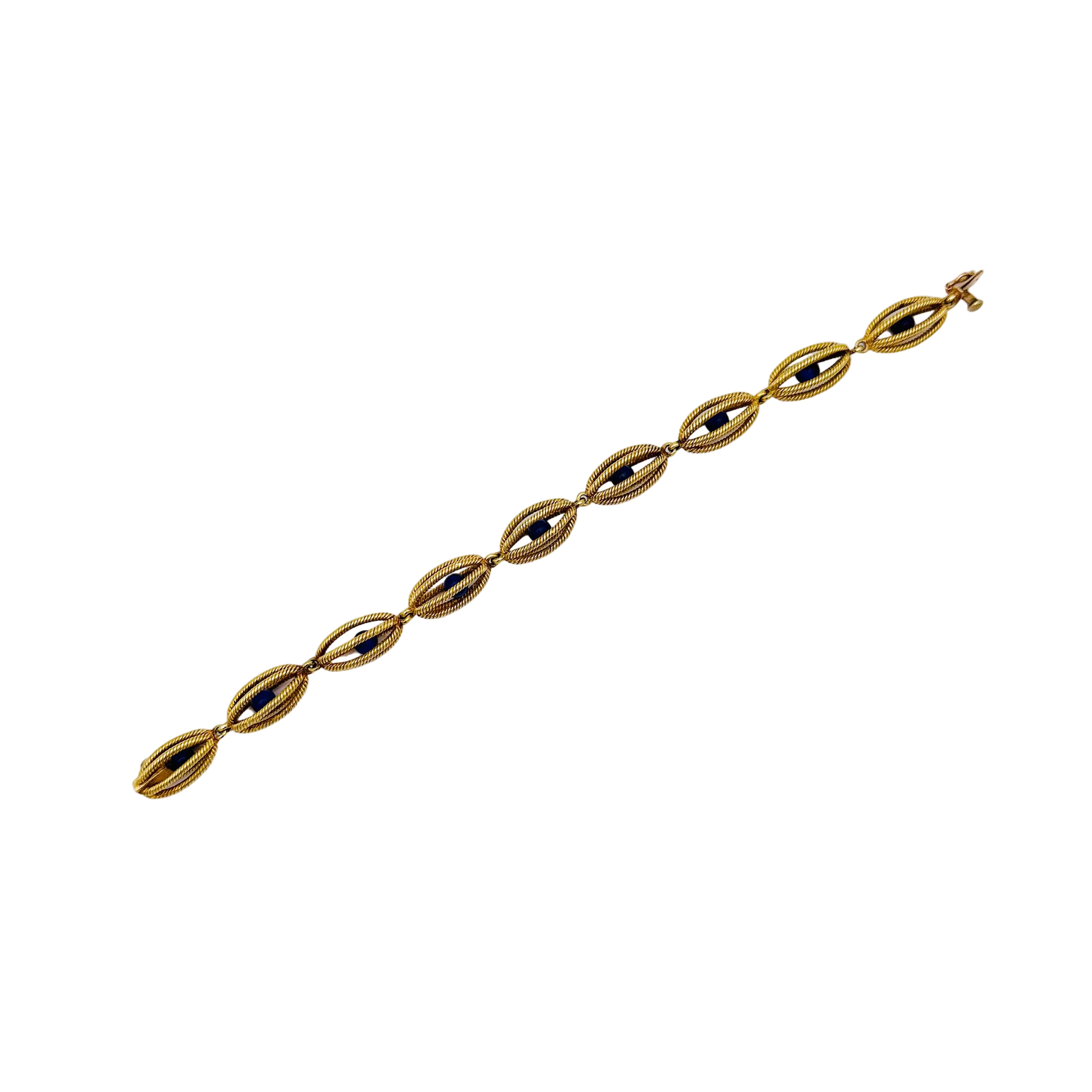 Bracelet Maille CHAUMET en or jaune et lapis-lazuli