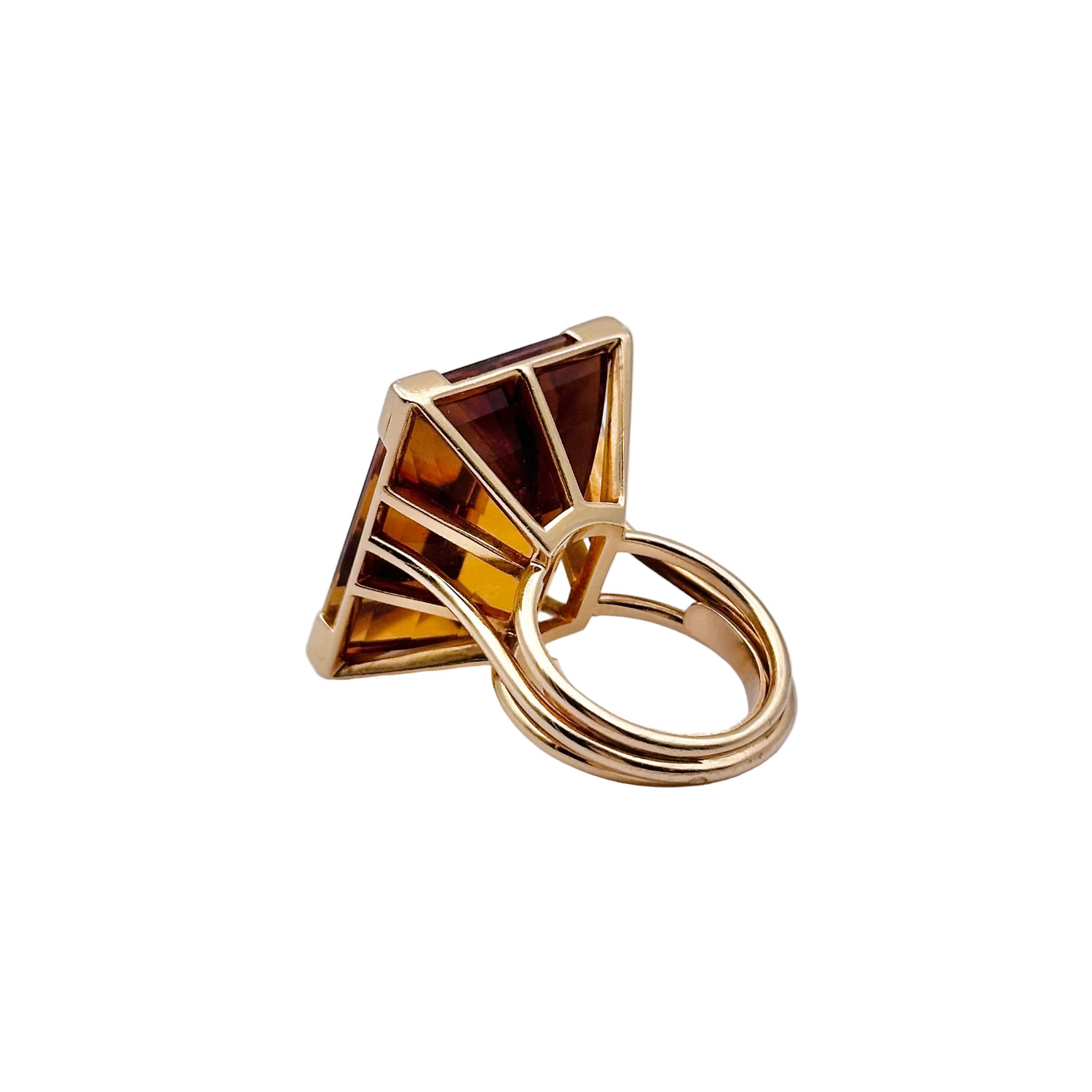 Bague Cocktail en or jaune et citrine