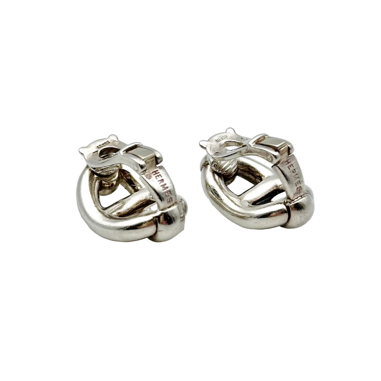 Boucles d'oreilles Clip HERMÈS "Chaîne d'ancre" en argent