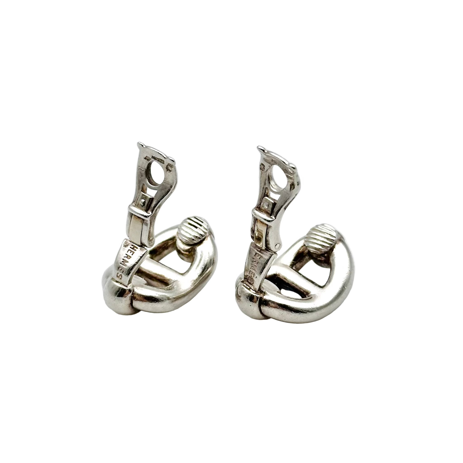 Boucles d'oreilles Clip HERMÈS "Chaîne d'ancre" en argent