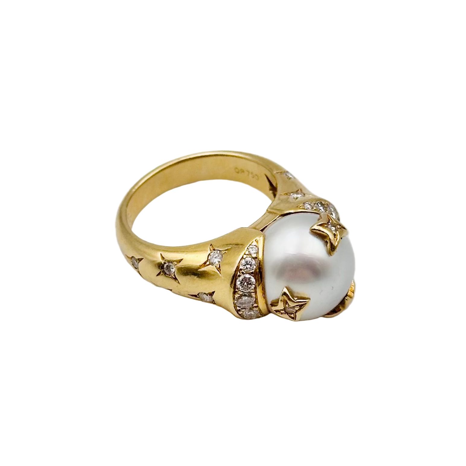 Bague CHANEL Comètes en or jaune, diamants et perle