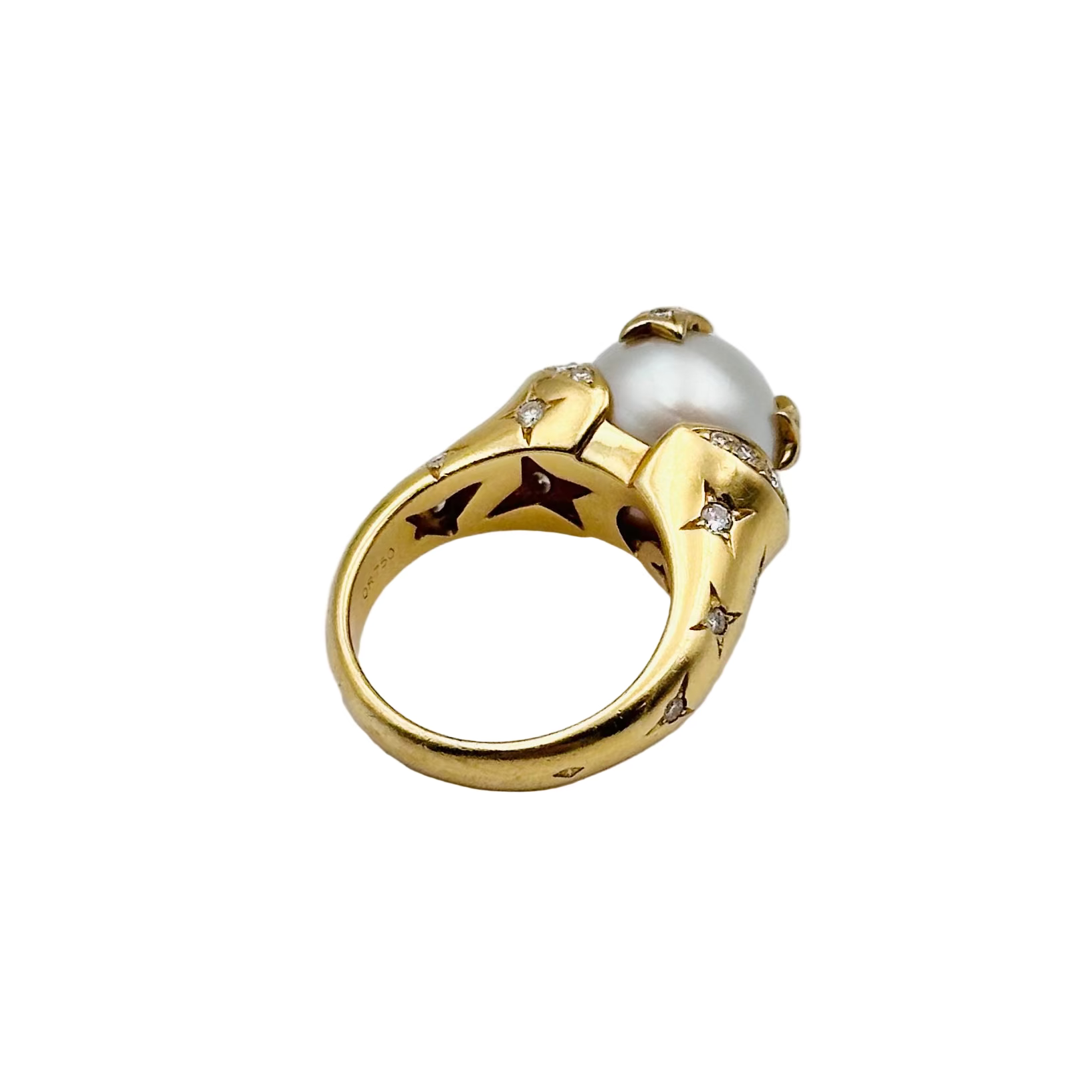 Bague CHANEL "Comètes" en or jaune, perle et diamants