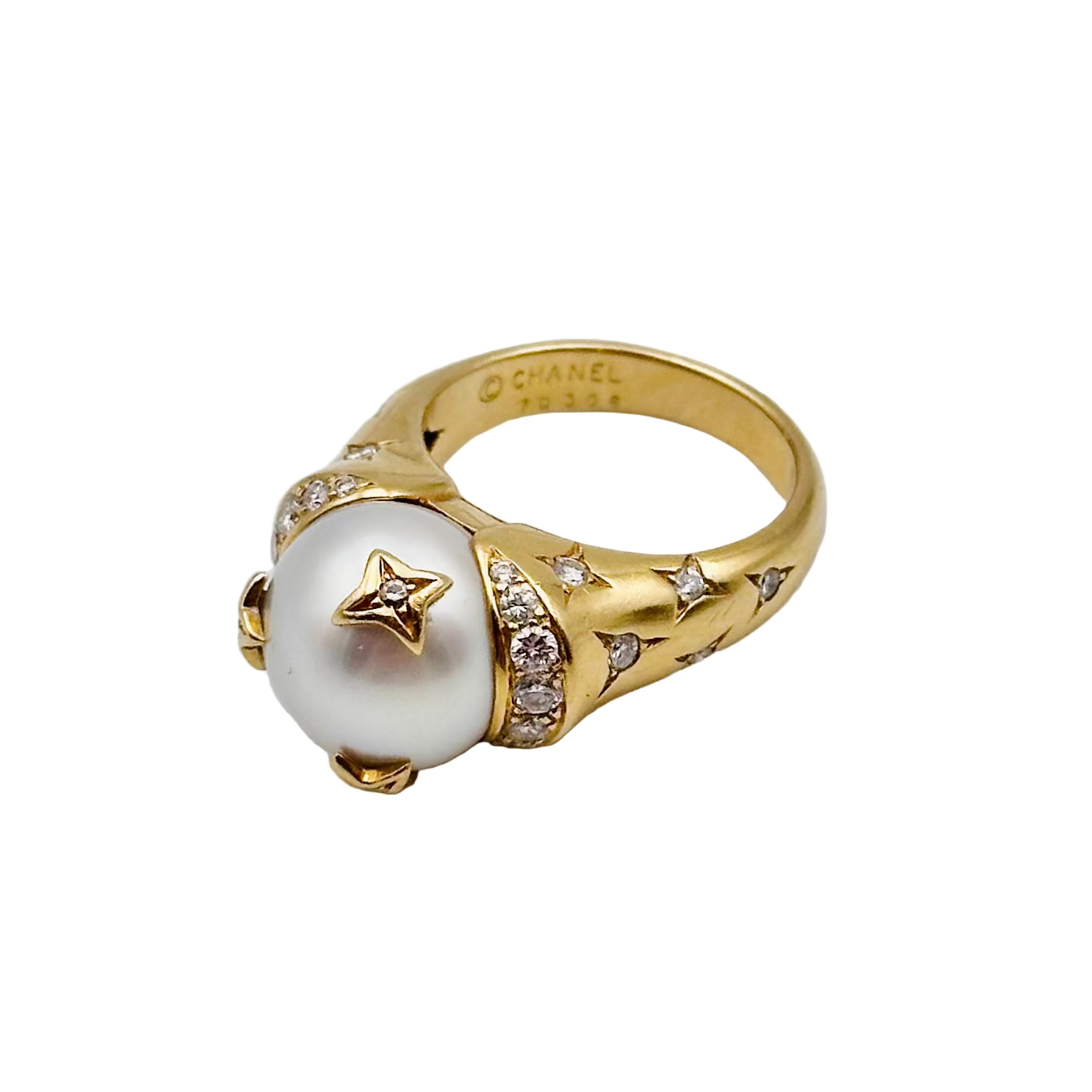 Bague CHANEL "Comètes" en or jaune, perle et diamants