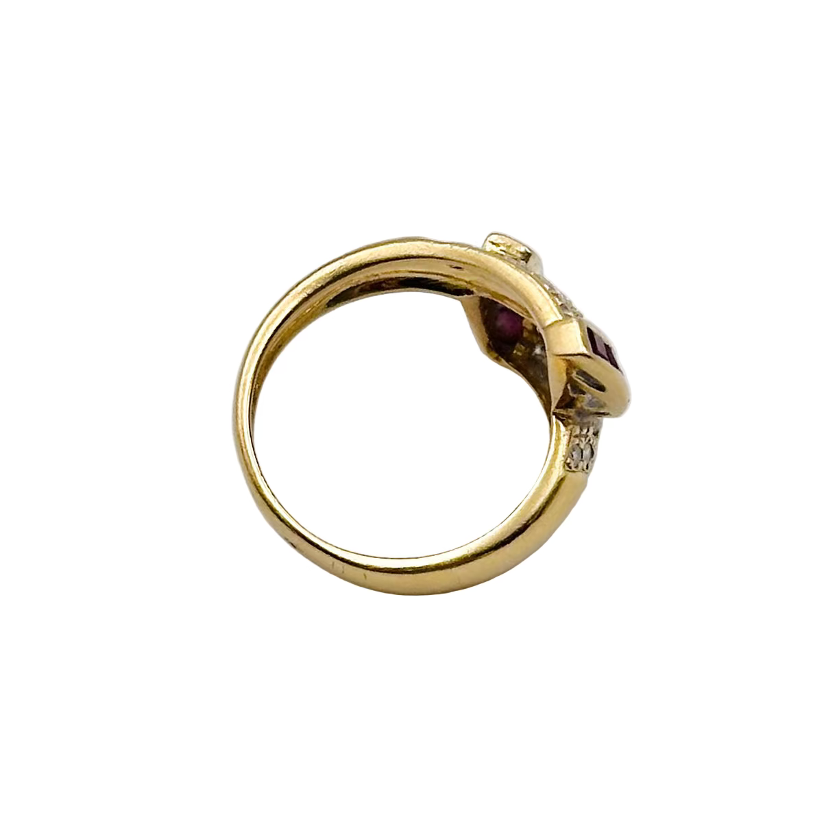 Bague Toi & Moi en or jaune, rubis et diamants