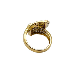 Bague Toi & Moi en or jaune, rubis et diamants