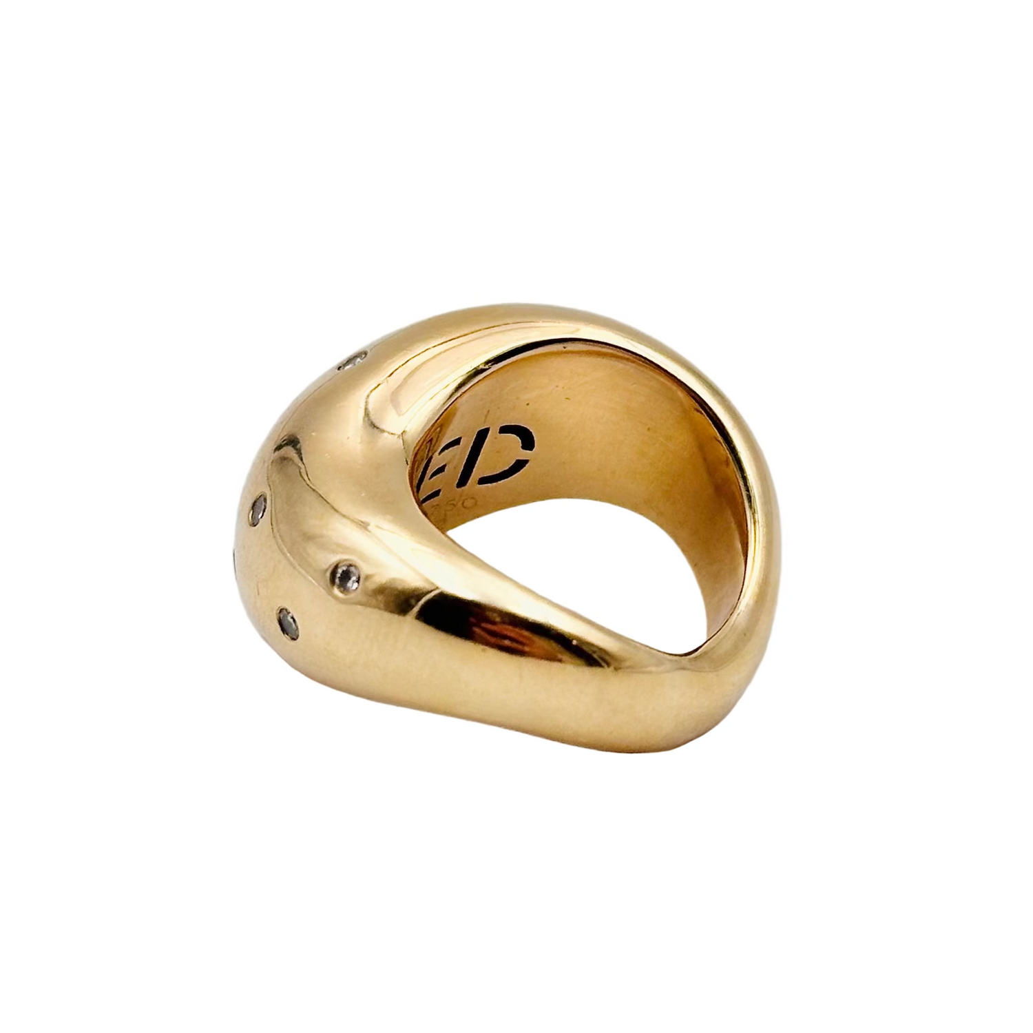 Bague Jonc FRED "Mouvementée" en or jaune et diamants
