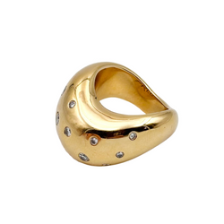 Bague Jonc FRED "Mouvementée" en or jaune et diamants