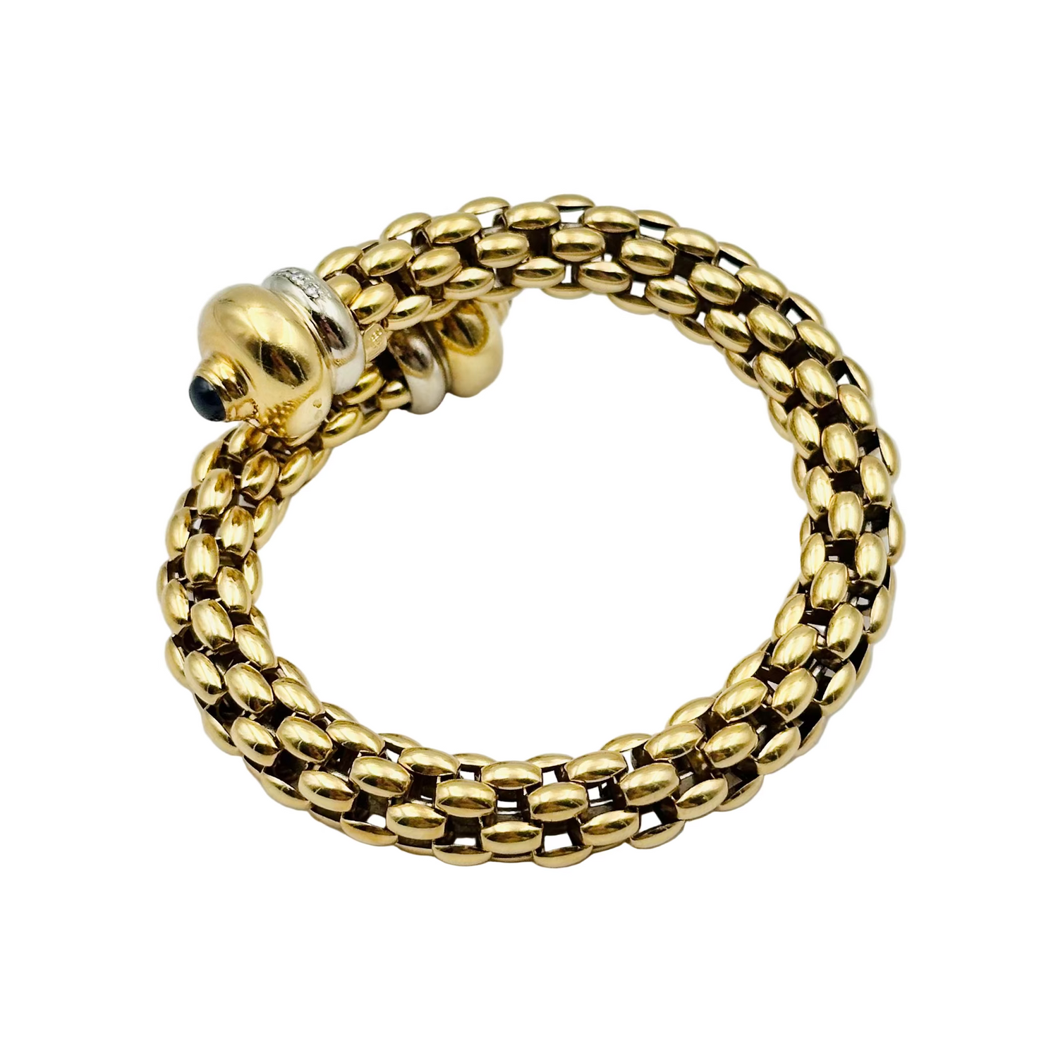 Bracelet Jonc FOPE "Diva" en or jaune, saphirs et diamants