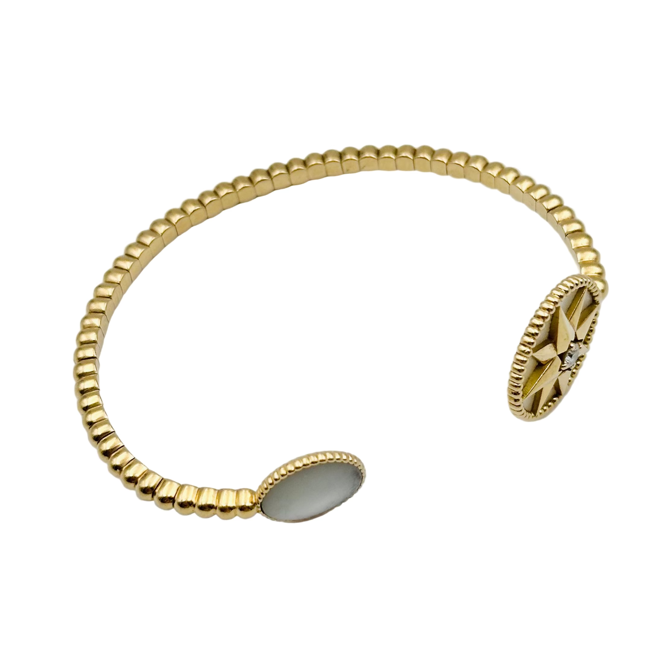 Bracelet Jonc DIOR "Rose des Vents" en or jaune, nacre et diamant