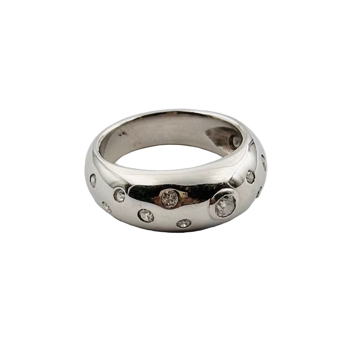 Bague jonc en or blanc et diamants