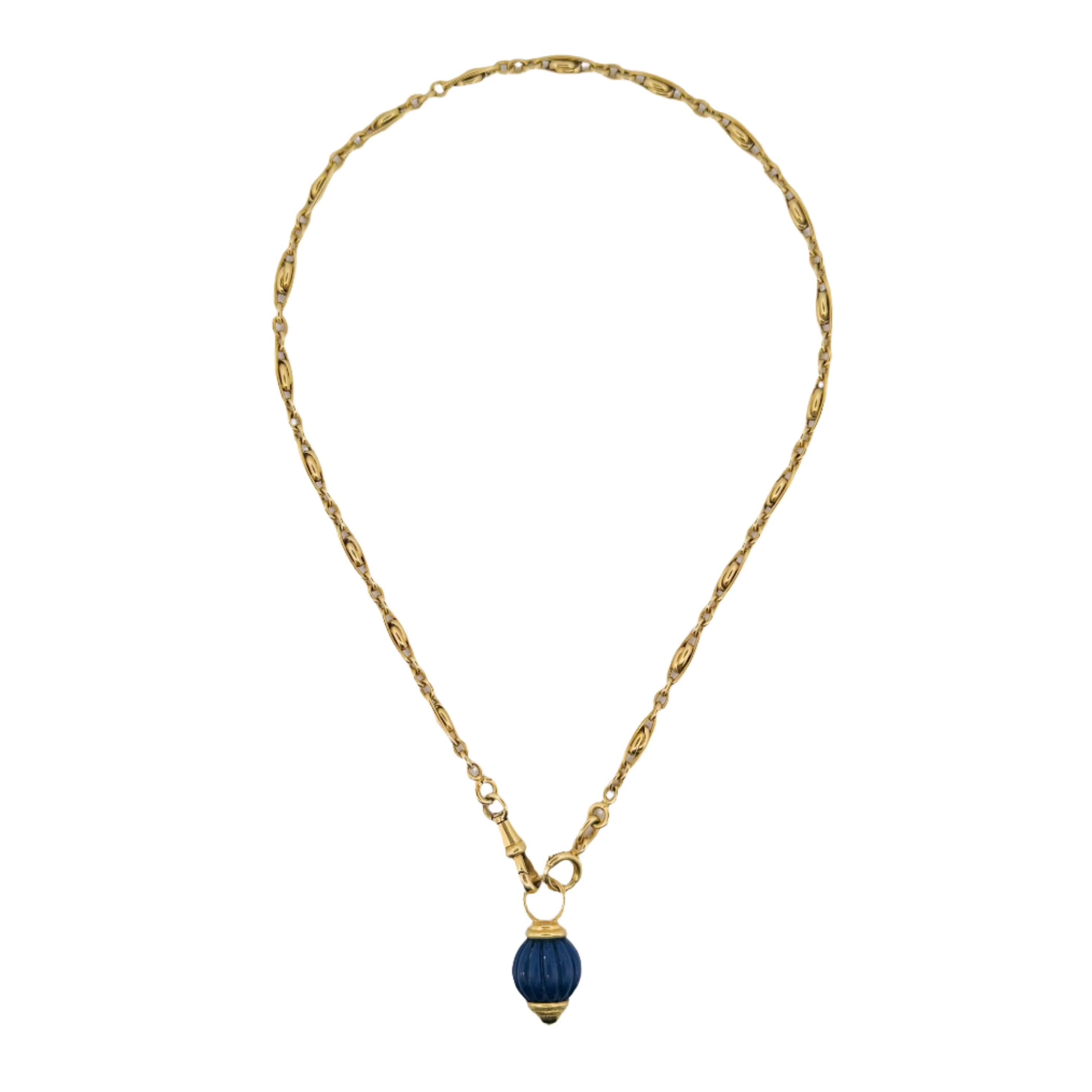 Collier Pendentif en or jaune et lapis lazuli
