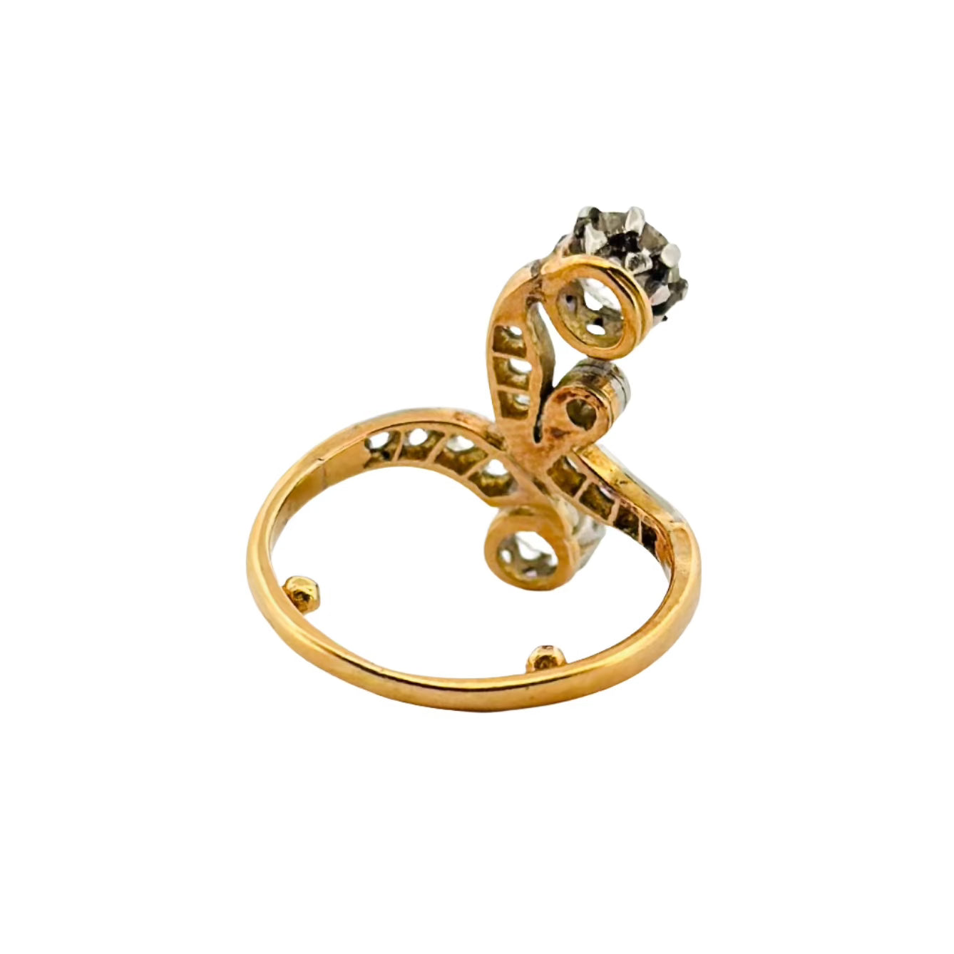 Bague Toi et Moi en or jaune, or blanc et diamants