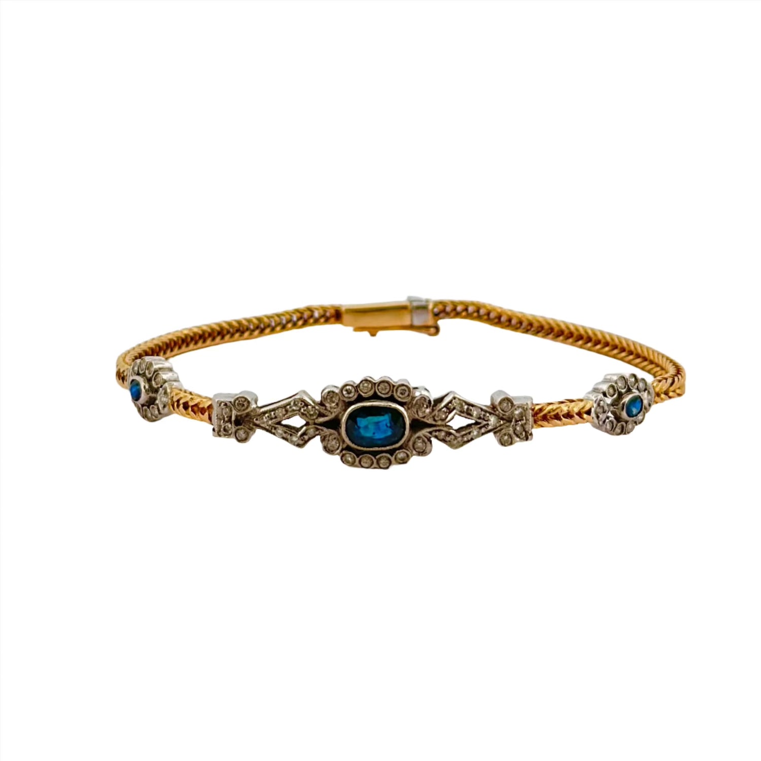 Bracelet Napoléon III en or, saphirs et diamants
