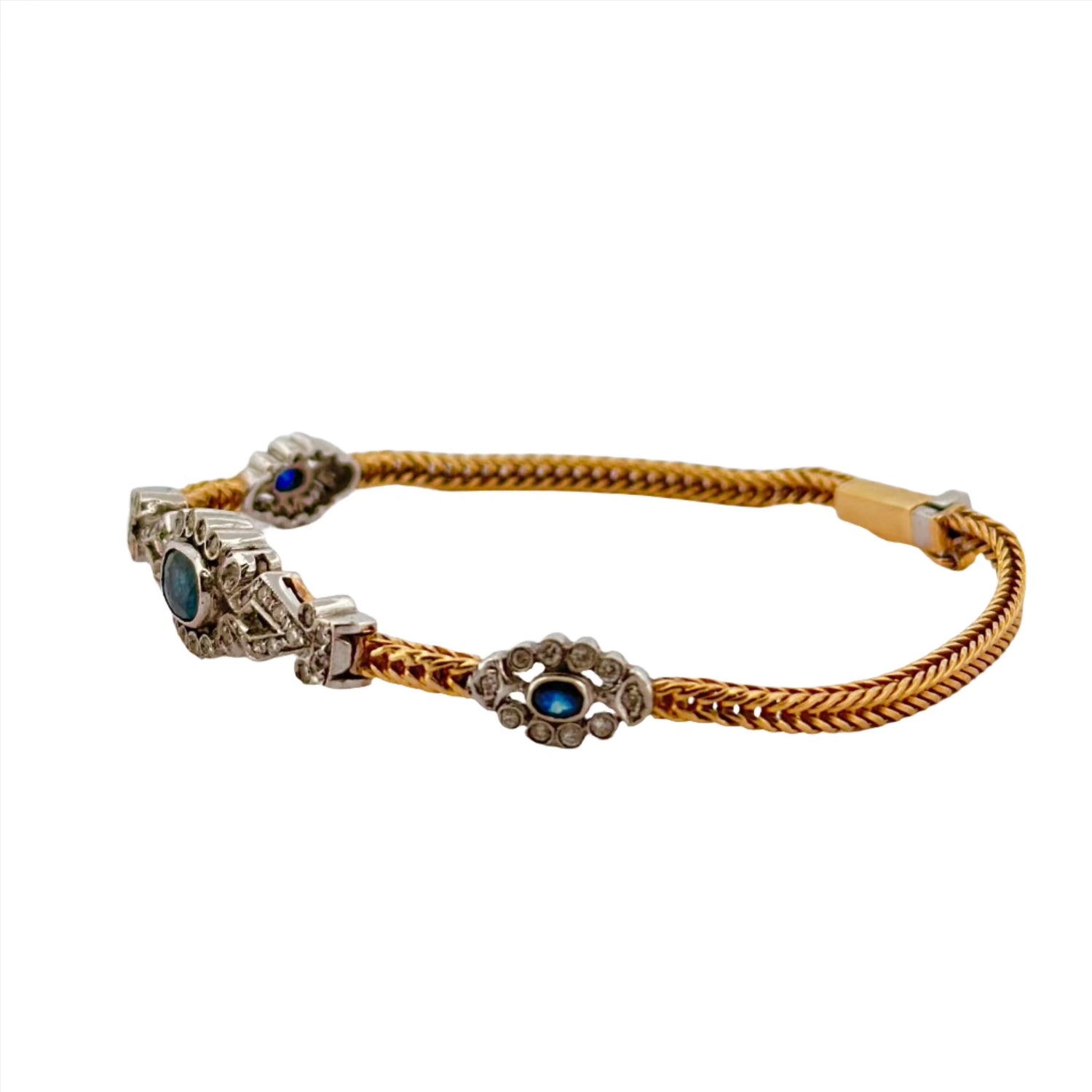 Bracelet Napoléon III en or, saphirs et diamants