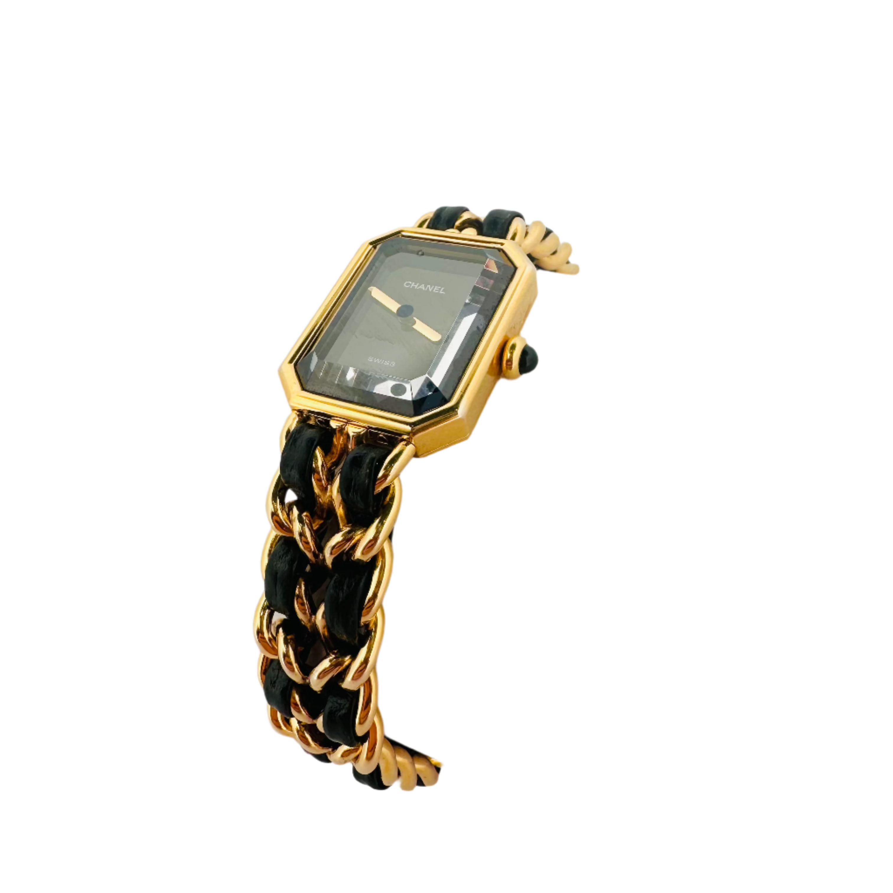 Montre CHANEL "Première" en plaqué or jaune et cuir