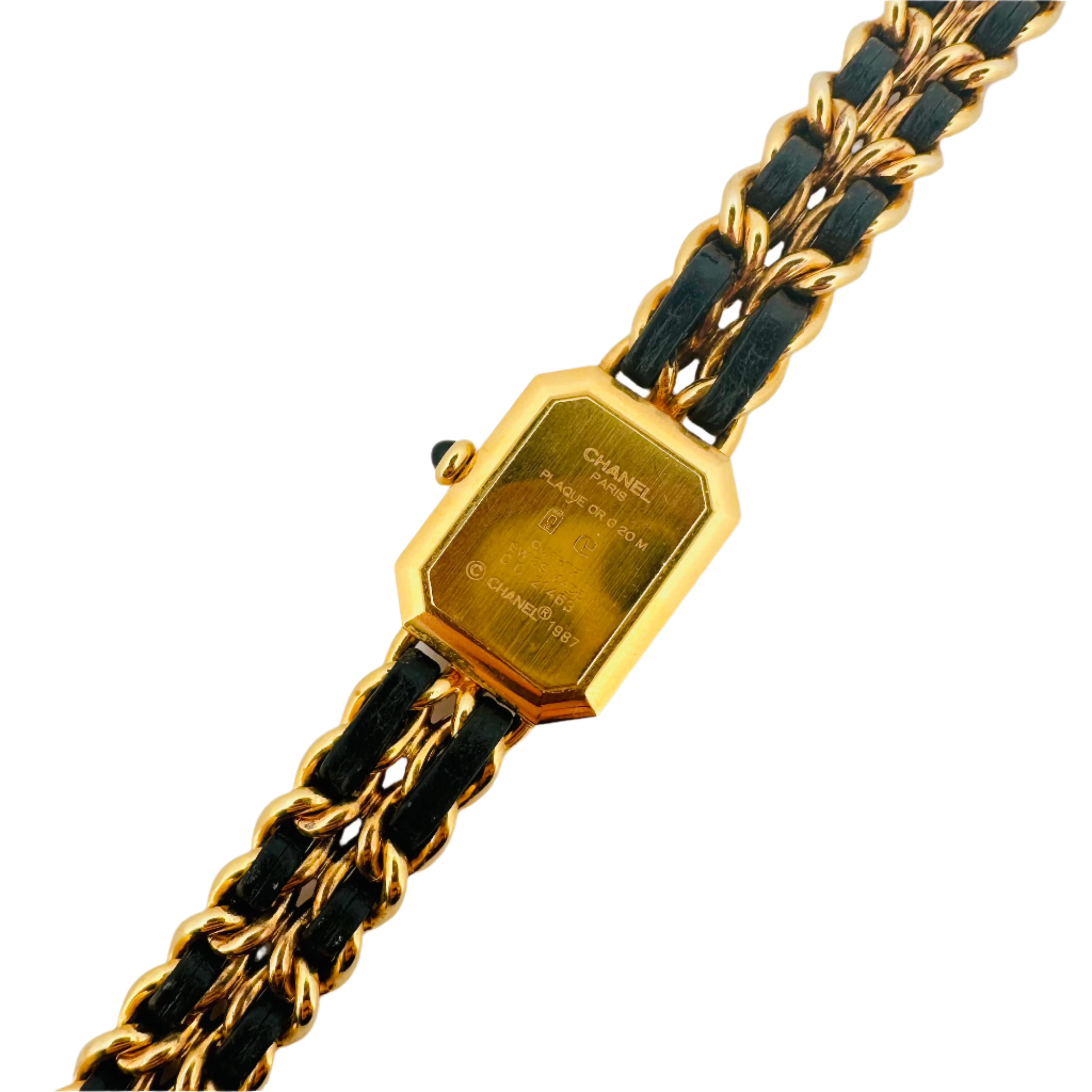 Montre CHANEL "Première" en plaqué or jaune et cuir
