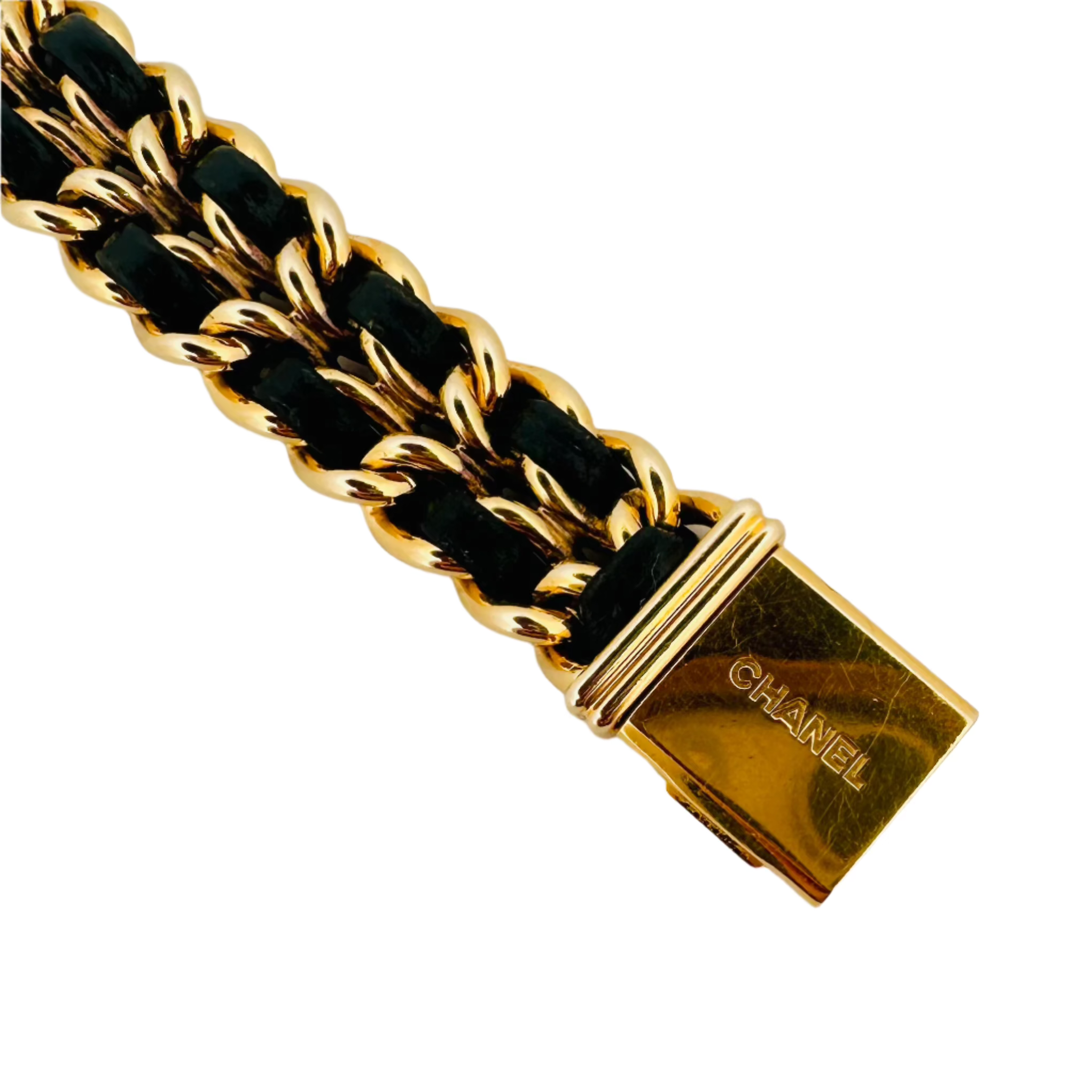 Montre CHANEL "Première" en plaqué or jaune et cuir