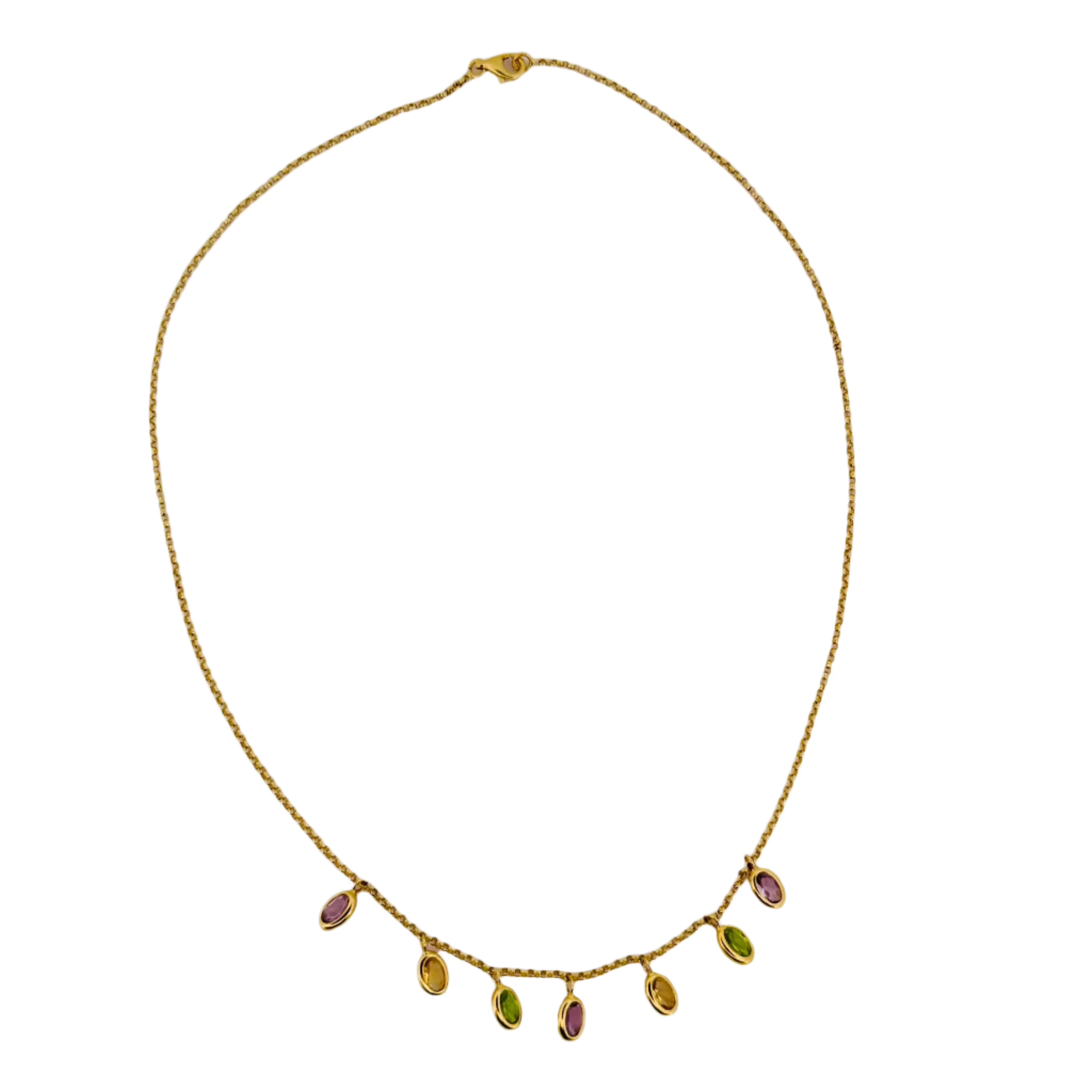 Collier Chaîne en or jaune et pierres fines