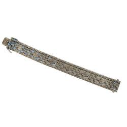 Bracelet manchette tissé or gris
