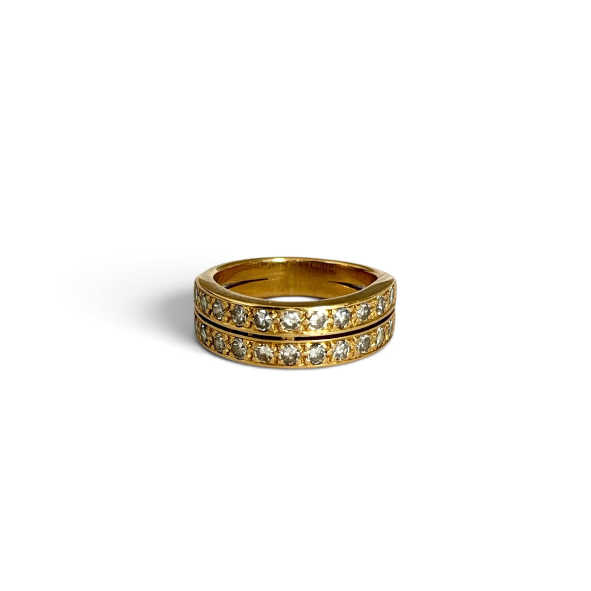 Bague double rangs diamants
