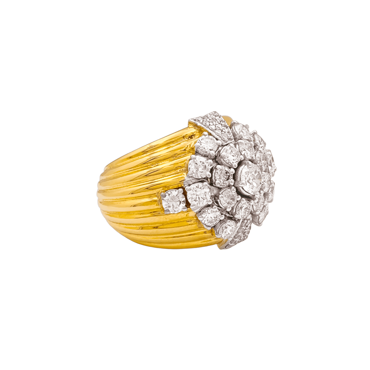 Bague Dôme en or blanc, or jaune et diamants