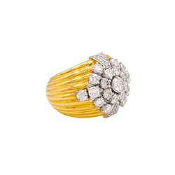 Bague Dôme en or blanc, or jaune et diamants