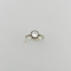 Bague Solitaire en or blanc, platine et diamants
