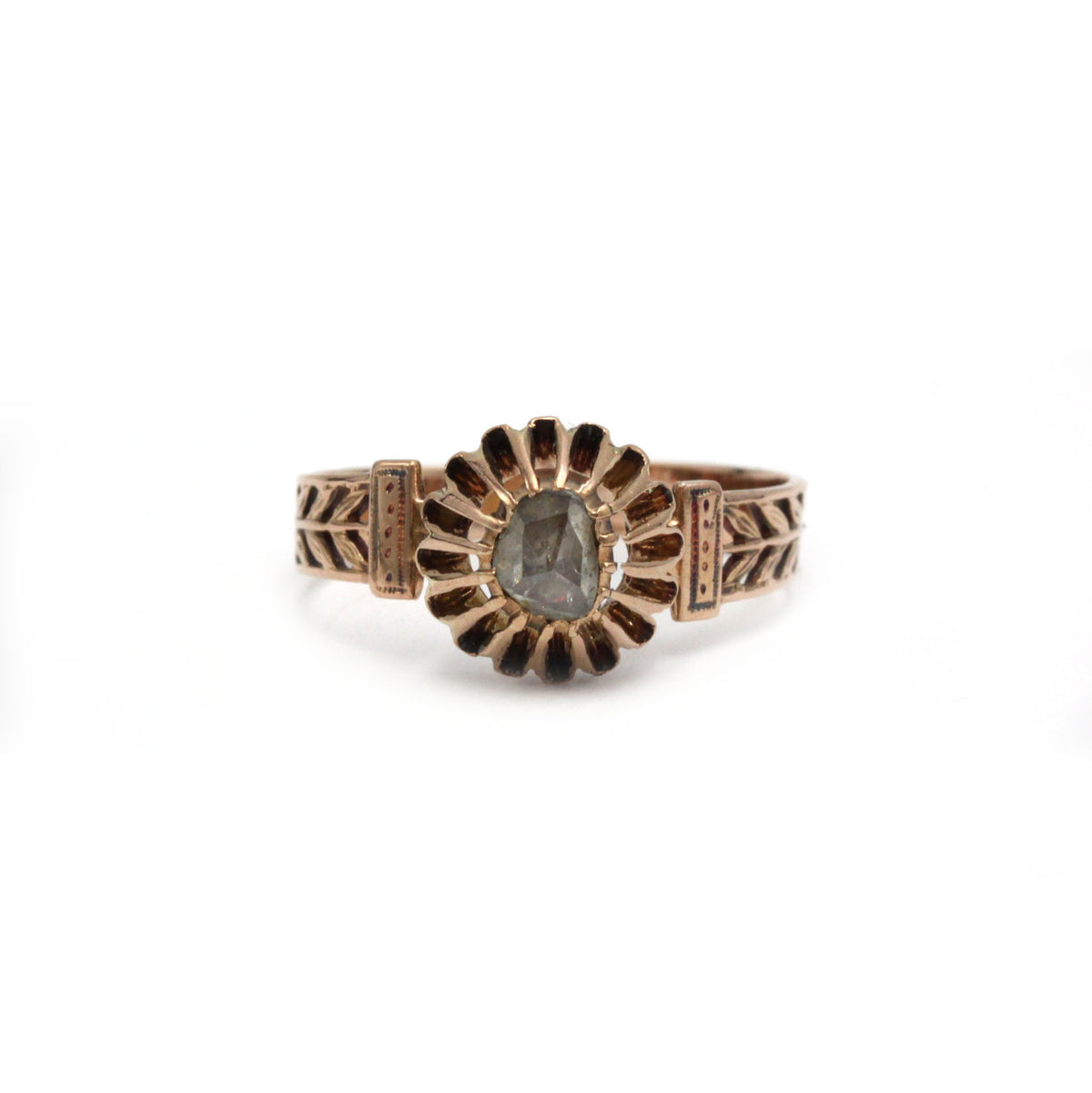 Bague en or rose 750 diamant taille rose