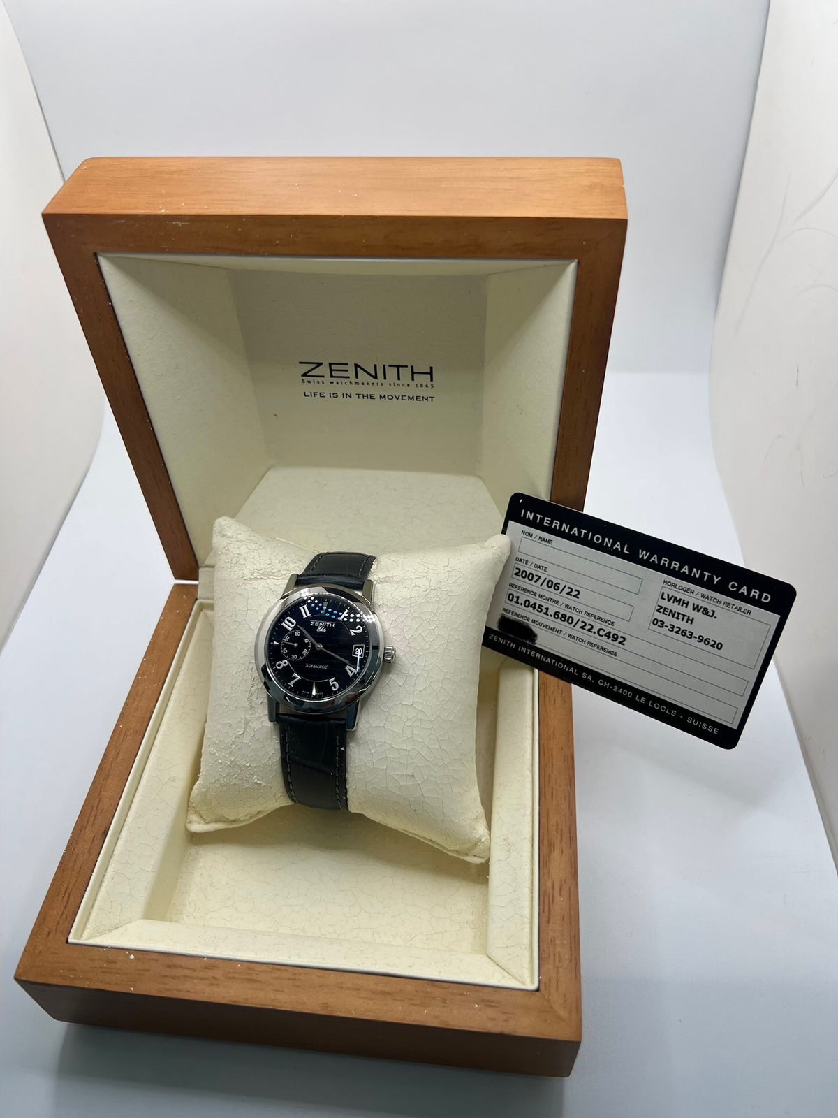 Montre ZENITH "Port Royal" en acier et cuir