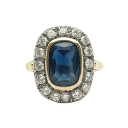 Bague Entourage en or jaune, saphir et diamants