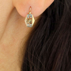Mono boucle d'oreille Dormeuse en or blanc, or jaune et perle