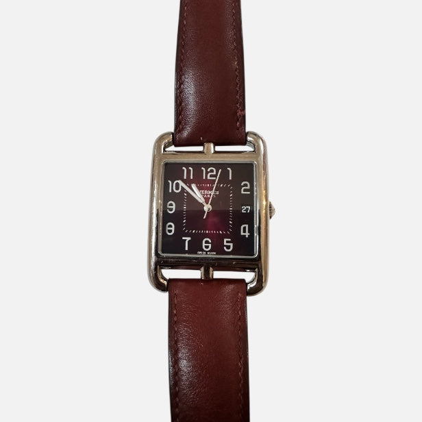 Montre HERMÈS en acier, cuir et quartz