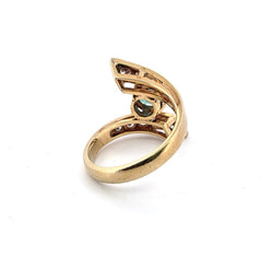 Bague Toi & Moi en or jaune, émeraude et diamants