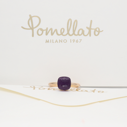 Bague Solitaire POMELLATO "Nudo Classic" en or blanc, or rose et améthyste