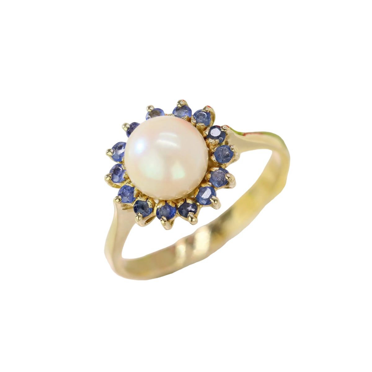Bague Entourage en or jaune, perle et saphirs