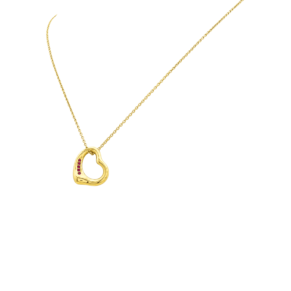 Collier Pendentif TIFFANY & CO X ELSA PERETTI "Open Heart" en or jaune et rubis