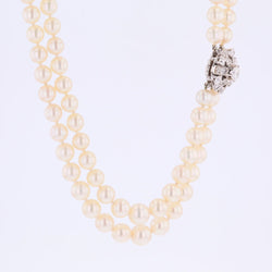 Collier Perles en or blanc, platine t diamants