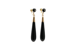 Boucles d'oreilles Pendantes en or jaune, onyx et perles