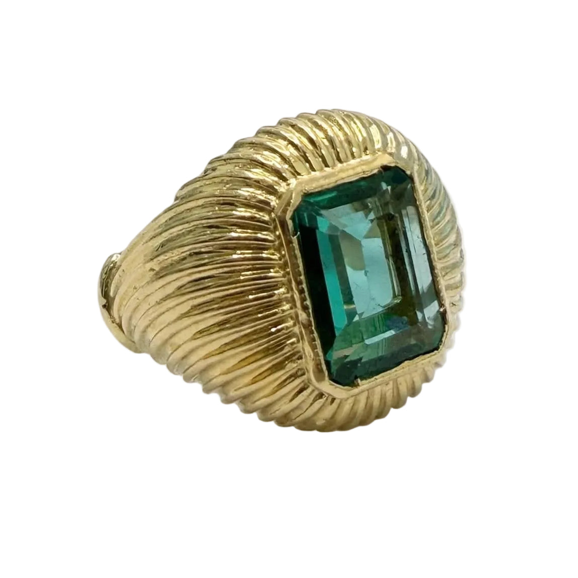 Bague Dôme en or jaune et émeraude