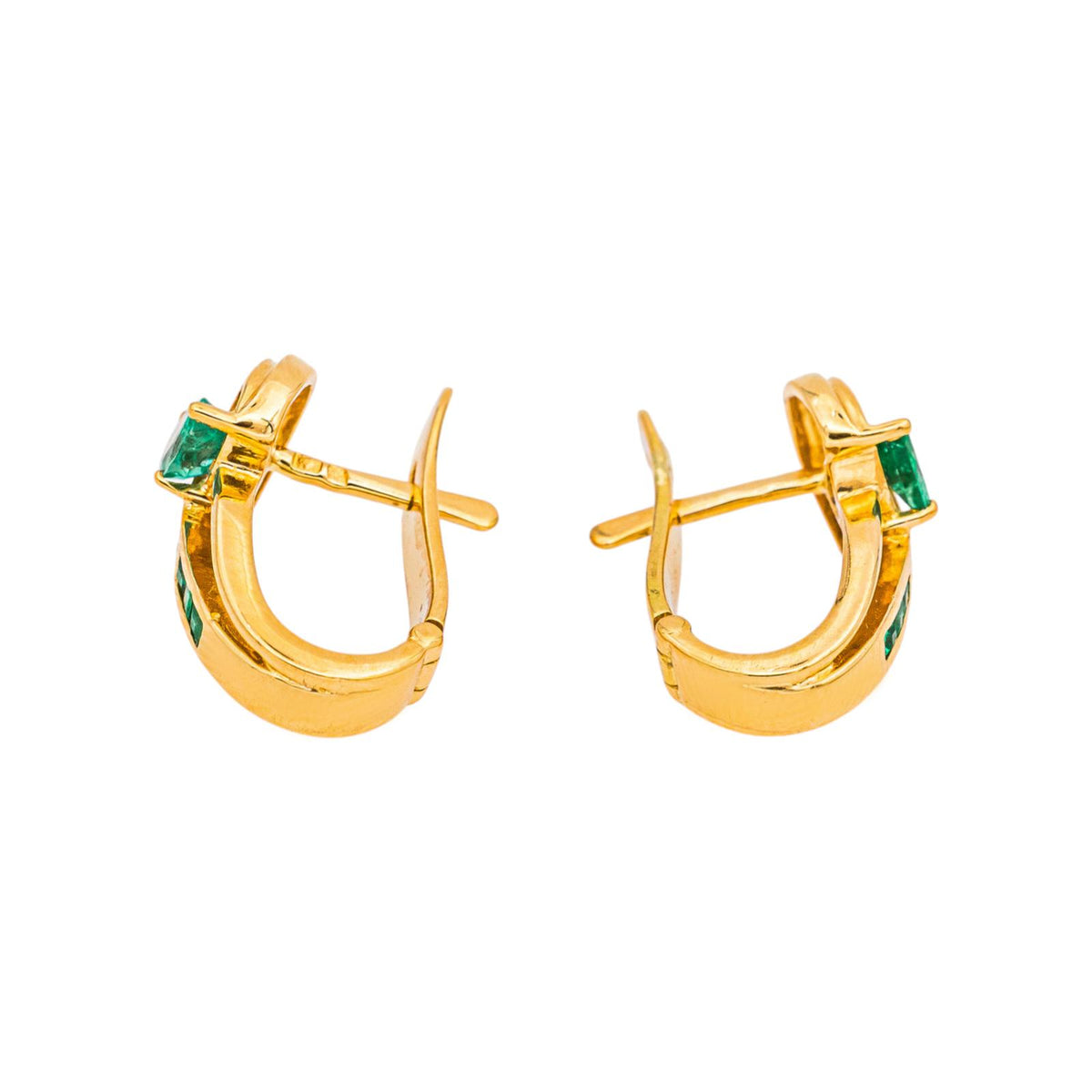 Boucles d'oreilles  Dormeuses Or jaune  Emeraude