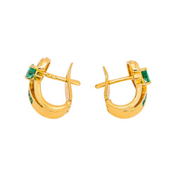 Boucles d'oreilles  Dormeuses Or jaune  Emeraude