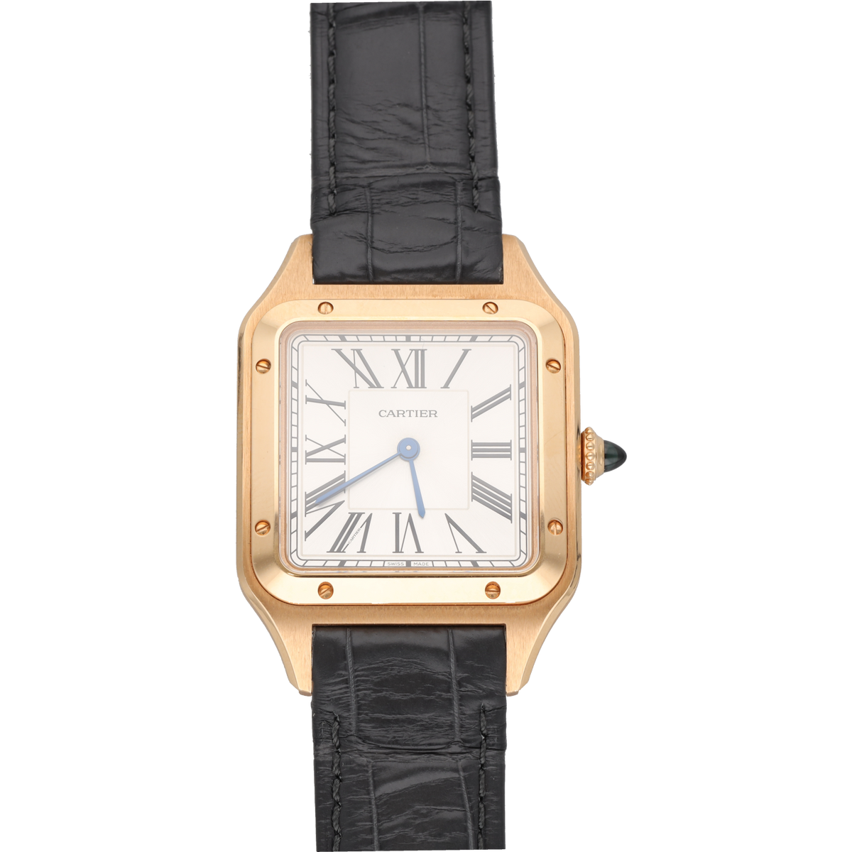 Montre CARTIER "Santos Dumont" GM en or rose et cuir