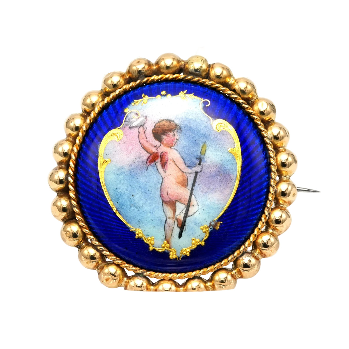 Broche Épingle en or jaune et émail