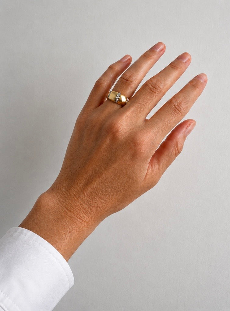 Bague Bandeau en or jaune et diamants
