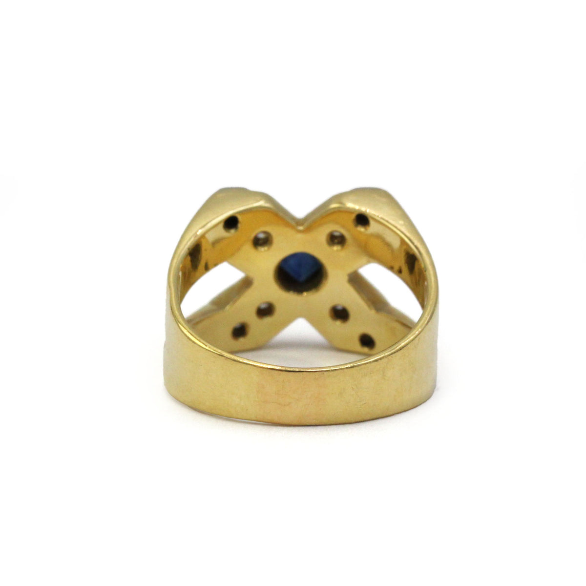 Bague Chevalière en or blanc, or jaune, saphir et diamants